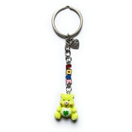 Molly's Charms handmade cartoon bear love keyring - green