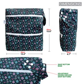 FLOCK THREE 3D Waterproof and Washable Wet Bag Luggage Organiser for Travel storage Stroller Daycare Baby Diapers Yoga Beach Pool Swimsuits Luggage Packing for Travel Accessories (Flower02)