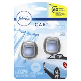 Febreze Car Air Fresheners, Linen & Sky, Odor Eliminator for Strong Odors Car Vent Clips (2 Count)