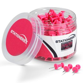 215 Push Pins for Bulletin Board Thumb Tacks for Wall Corkboard Map Calendar Photo -Home Office Craft Projects Heavy Duty Plastic Head Steel Pin (Pink)