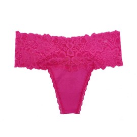 WKFIINM Pack 6 High Waisted Lace Thong for Women Cotton Underwear Plus Size High Rise Retro Tummy Control Thongs Panties