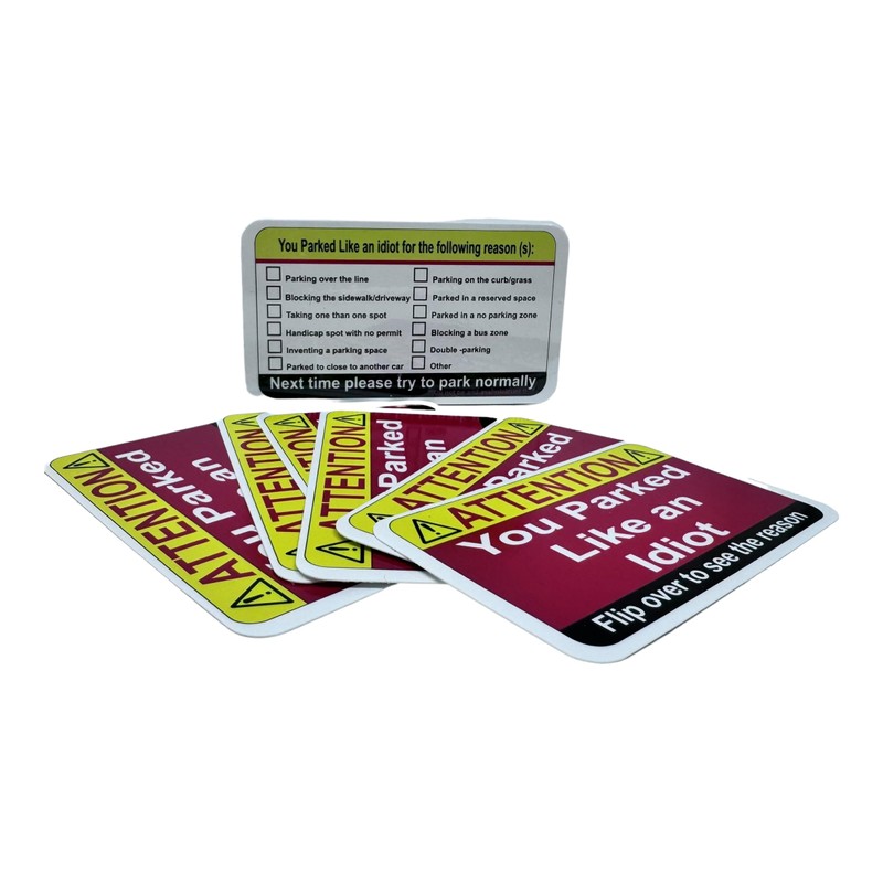 50 pack You Parked Like an Idiot Cards Bad Parking