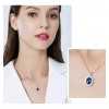 Dtup Collar Elegante Diseño Lady Di Zafiro Plata S925 Oro