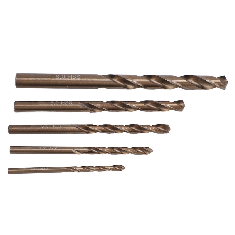 5Pcs Straight Shank Twist Drill Bit HSS 3 4 5
