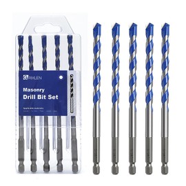 5 Pack 5/16 inch Concrete Drill Bit Set, Masonry Drill Bit Set with Hex Shank,Carbide Tip Drill Bits for Concrete, Tile,Brick, Plastic, Cement (5/16"（5 Pcs）)