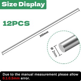 HXJDAM Pack of 12 Stainless Steel Rods, 2 x 300 mm Round Rods, Round Steel, Stainless Steel Full Round Rod, Rod Steel Round Bar for DIY (Diameter: 2 mm, Length: 300 mm)