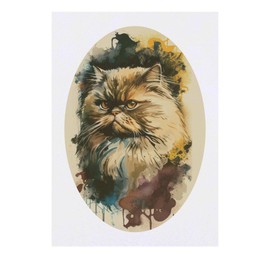 'Persian Cat Portrait' Temporary Tattoo - Water Resistant, Skin-Safe, Non-Toxic Transfer (TO00083599)