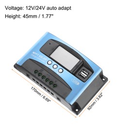 MECCANIXITY MPPT Solar Charge Controller 50A Solar Panel Charger 12V/24V Auto Adaptation Intelligent Regulator with LCD Display Dual USB Port Timer Setting