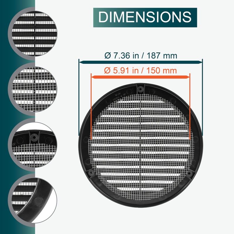 Ecopro Vent / Ø6" Inch Opening Diameter / Black Round
