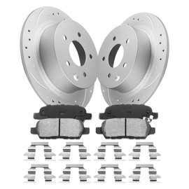 GAIASURGE Rear Automotive Replacement Brake Kit, Drilled Slotted Rotors Kit Compatible with 2002-2023 Nissan Altima, 2007-2019 Sentra, 2011-2017 Juke, 2004-2008 Maxima| Geomet Coated| 291.5mm(11.5in)