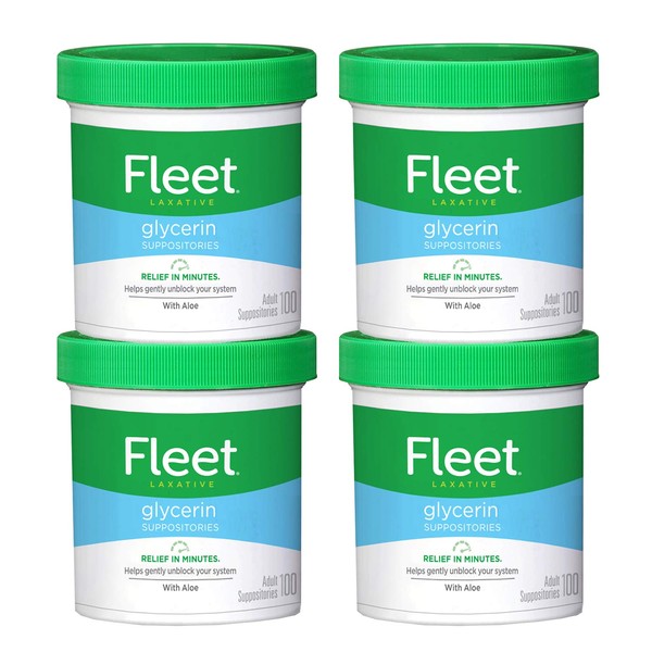 Fleet Laxative Glycerin Suppositories for Adult Constipation, 100 Count (Pack of 4)