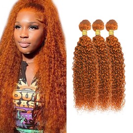 Ratheinhi Human Hair Bundles 8 10 12 inch Orange350 Color Jerry Curly Bundles Human Hair Burnt Ginger OrangeBrazilian Remy Hair Extensions