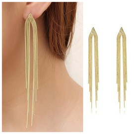 Aneneiceera Vintage Metal Tassel Chain Earrings Gold Sleek Chain Dangle Earrings Long Snake Chain Drop Earrings Punk Fringe Chain Tassel Earrings Fringe Waterfall Statement Earrings Jewelry for Women