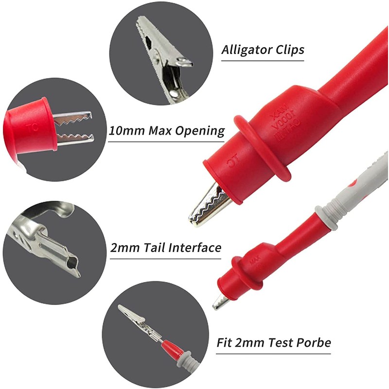Cleqee 1000V 10A 4PCS Multimeter Alligator Clip Set Electrical Crocodile