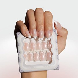 Celebritips Uñas Postizas Decorativas | Esmalte Francés Clásico, Uñas Cortas Almendradas, Reutilizables | 16 Tamaños - Kit De 32 Uñas Con Pegamento De