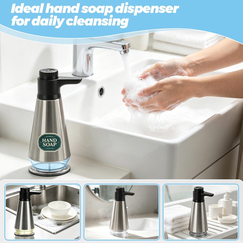 EEKEDO Stainless Steel Soap Dispenser for Hand Soap & Dish