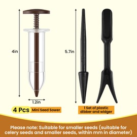 Flutesan 4 Pcs Mini Sowing Seed Dispenser Sower with 2 Transplanting Tools Hand Spreader Garden Seed Planter for Carrot Lettuce Grass and Spinach Sower(Brown)