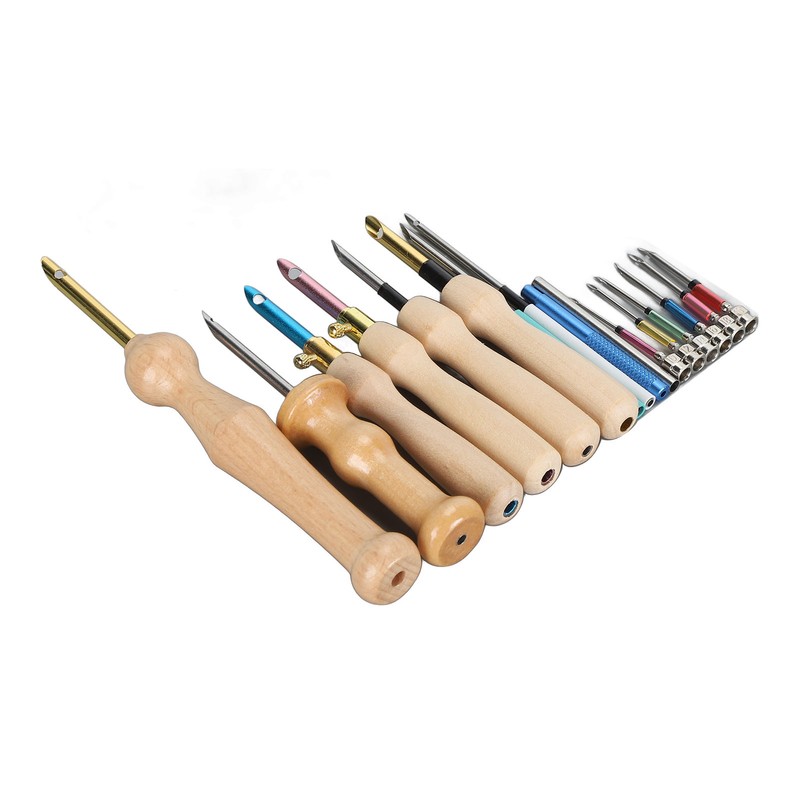 Punch Needle Set Wooden Handle Stainless Steel Ergonomic Easy Operation
