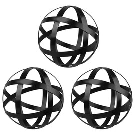 YIYA 3 Pack Metal Decorative Sphere for Home Decor Decorative Sphere Folding Orb Black Metal Band Decorative Ball Metal Ball Table Decor for Living Room Bedroom Office Coffee Table Desk