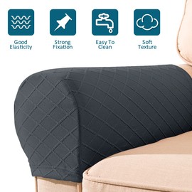 4Pcs Armrest Covers Arm Rest Covers Set Stretch Couch Arm Covers Anti-Slip Washable Sofa Chair Arm Covers Anti-Scratch Furniture Slipcovers Polyester Slipcovers for Sofa Couches Recliner(grey)