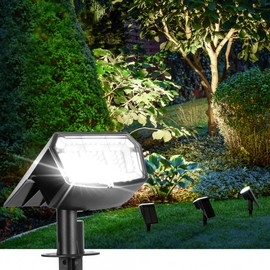 AUDERWIN Solar Spot Lights Outdoor Waterproof 2 Pack IP65, 63 LED 3 Lighting Modes Spotlights for Yard Garden House Garage Pathway