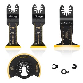 Litorange 4 Pcs Titanium Oscillating Multitool Blades, Universal Quick Release Multi Tool Blades for Cutting Hard Materials Metal Nails Screws Wood and Plastic