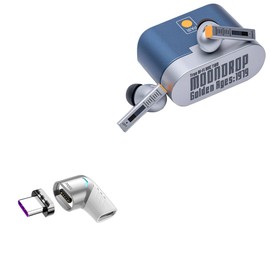 BoxWave Adapter Compatible with Moondrop Golden Ages - MagnetoSnap PD Angle Adapter, Magnetic Charging Connector Device Saver - Metallic Silver