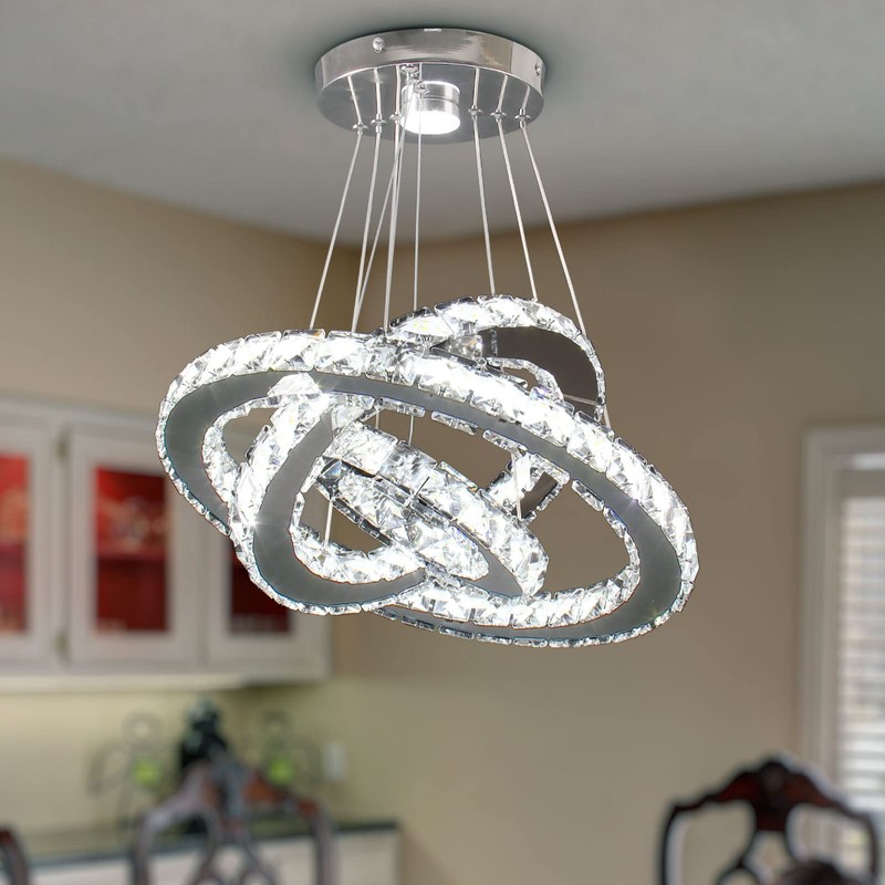 Dixun Dimmable LED Chandeliers Modern Ceiling Light Fixture 3 Rings