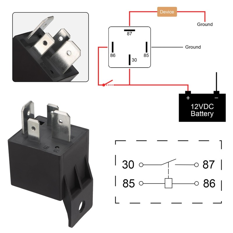 Weasch 12V JD1912 80A Heavy Duty Relay with Harness, 4-Pin