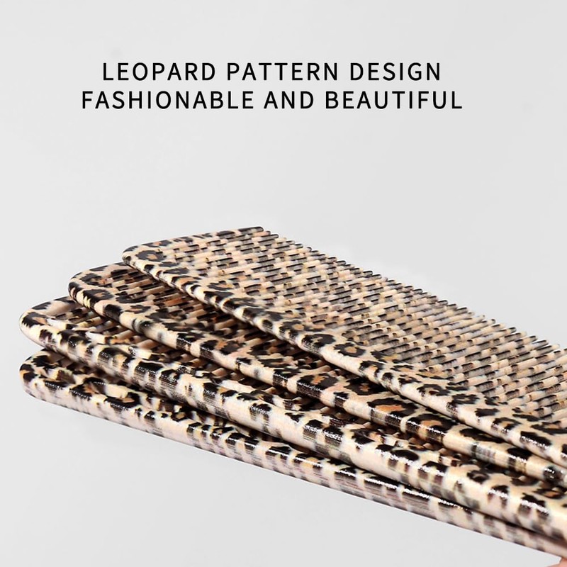 4pcs/Set Leopard Print Professional Hair Styling Comb - Durable ABS