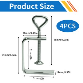 ROEOWENE 4 Stück Edelstahl C Zwingen Schraubklemme 50mm C-klemmen für Holzarbeiten Klemmen Tischklemme c-klemme Verstellbar Trägerklemme Klemmschraube Schraubzwingen Klein Klemmhalter C Clamp