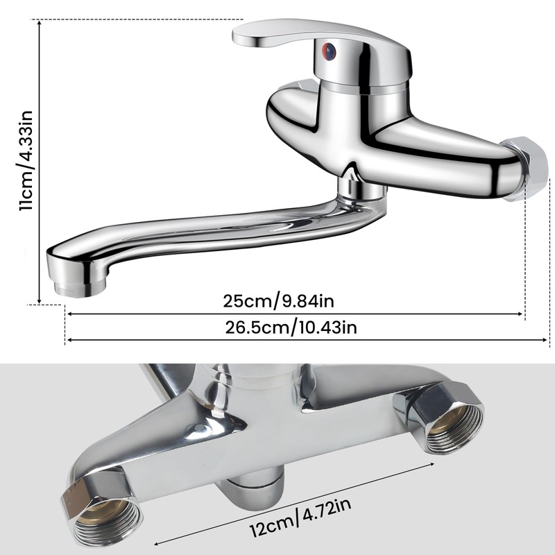 VirtuGro Wall Mounted Tap 25 cm Kitchen 360° Rotatable Sink