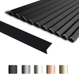 SUNWINGS 10-Pack 36 Inch Peel and Stick Aluminum Tile Trim, Decorative Kitchen Backsplash Trim Edge, Self Adhesive Tile Liner Matte Black Large