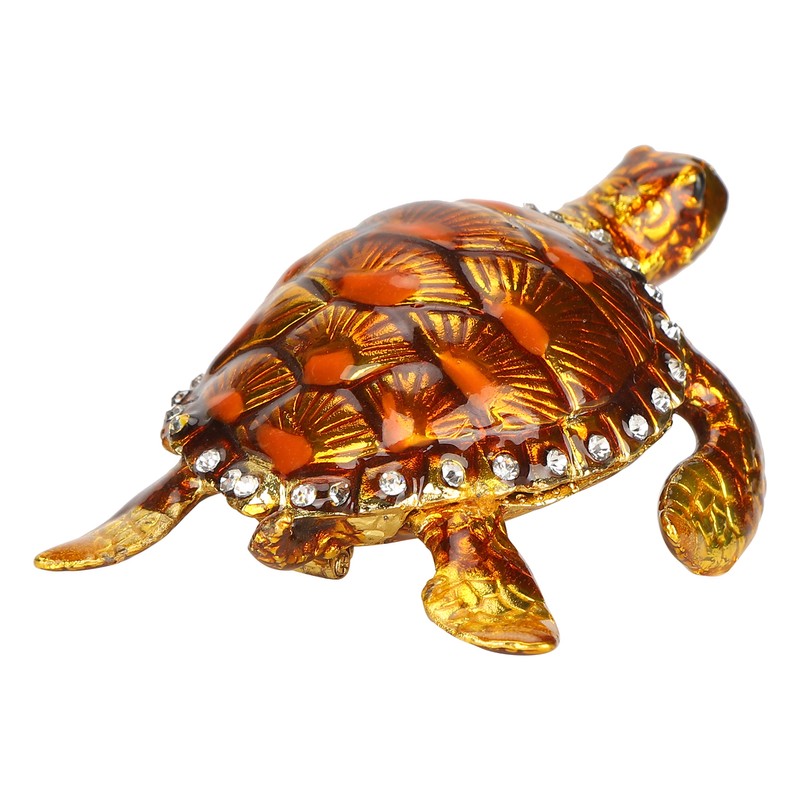 Tortoise Figurine Electroplated Turtle Jewelry Trinket Storage Box Ornament with