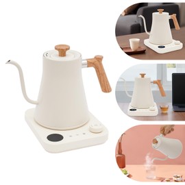 Sallurmose Electric Gooseneck Kettle with Adjustable Temperature Control,1200W Quick Heating,0.24 Gal Corded Electric Water Boiler for Coffee,Tea,Baby Formula (White)