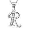 Aurora Tears Letter R Necklace Initial 925 Sterling Silver Alphabet