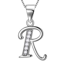 Aurora Tears Letter R Necklace Initial 925 Sterling Silver Alphabet Pendant Crystal Name Gift Women Cubic Zirconia Jewelry DP0045R