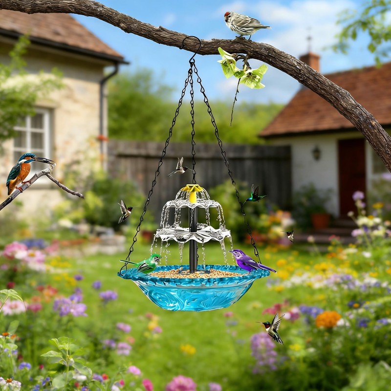 Solar Cascade Hanging Bird Bath Fountain,Solar Hanging Bird Bath Fountain,Solar