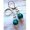 handcrafted BLUE TIGER EYE Lantern shape drop earring SP LEVERBACK