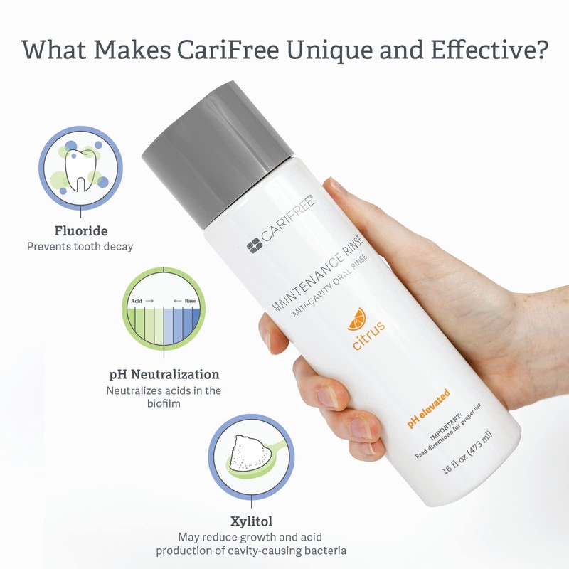 CariFree Maintenance Rinse, Citrus Flavored, Anti-Cavity Fluoride Mouthwash, Dentist Recommended,