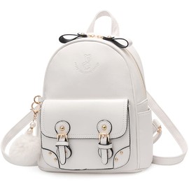 zhongningyifeng Backpack for Women Small Cute leather, Mini Rucksack Fashion Travel for Teen Girls (white)