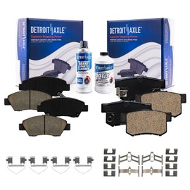 Detroit Axle - Brake Pads for 2011-2015 Honda CR-Z Front and Rear Ceramic Brakes Pads with Hardware 2012 2013 2014 Replacement