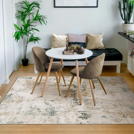 Abstract Area Rug 4x6 Beige Blue Bedroom Washable Rugs Non-Slip Soft Small Area Rug Door Mat Stain Resistant Foldable Low Pile Floor Carpet for Bedroom Nursery Entryway Kitchen Home House Decor