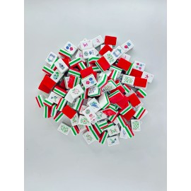 New Four Layer Anti Fading Acrylic Hand Painted Mahjong European and American Mahjong Tiles WholesaleColor: red and green