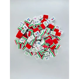 New Four Layer Anti Fading Acrylic Hand Painted Mahjong European and American Mahjong Tiles WholesaleColor: red and green