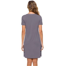 WiWi Soft Bamboo Viscose Nightgown for Women Short Sleeve Sleep Shirts Plus Size Ladies Sleepwear Pajamas S-4X, Dark Grey, 3X