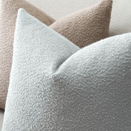 JOTOM Set of 2 Cushion Covers 55x55 cm Textured Boucle Blue Grey Decorative Throw Pillow Covers 22x22 Inch Square Cushion Case Home Decor Pillowcases for Couch Sofa Living Room Bed (Blue Grey)