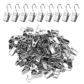 JOIKIT 100 PCS Curtain Clips with Hook, Silver Metal Curtain Hanging Hook Clip for Home Decoration