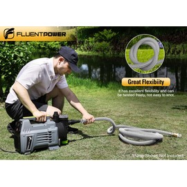 FLUENTPOWER 23FT x 1" Suction Hose Kit with Brass Fitting Check Valve and NPT 1" male Thread, Water Intake Hose Set, Aspiration Hose for Well Shallow Sprinkler Garden Booster Pump, Grayish-white