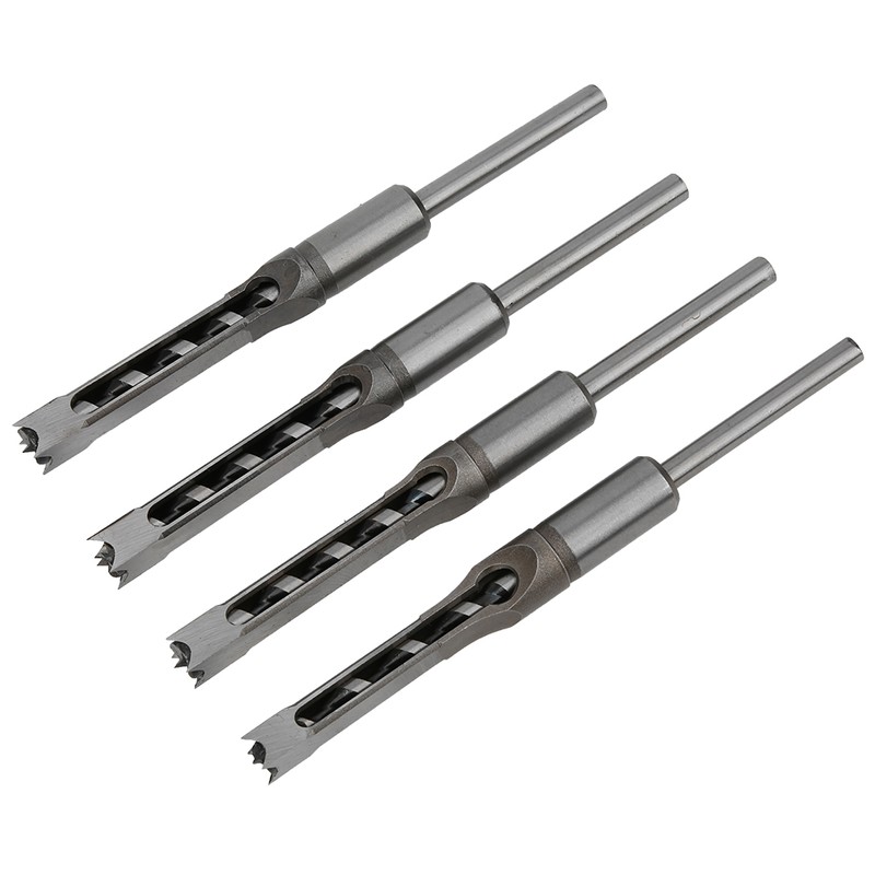 4Pcs Square Hole Drill Bits Woodworking Bearing Steel Wood Drilling